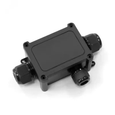 Коробка распределительная 3-вводная IP68 ПА66 40А 450В d5-14 мм 135х81х42 черная