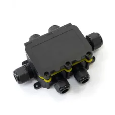 Коробка распределительная с откидной крышкой 6-вводная IP68 ПА66 40А 450В d3,5-12 мм 131х95х37