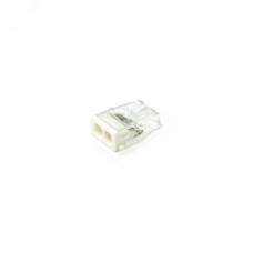 Клемма монтажная быстроразъемная сечение 0,5 - 2,5 мм  2-проводная прозрачная / белая (100 шт/уп)