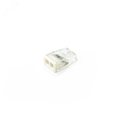 Клемма монтажная быстроразъемная сечение 0,5 - 2,5 мм  2-проводная прозрачная / белая (100 шт/уп)
