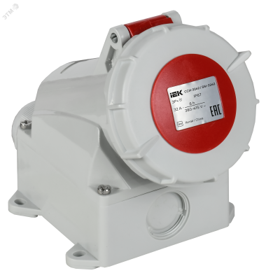 Розетка стационарная ССИ-1142 16А-6ч 380В 3P+PE IP67 IEK