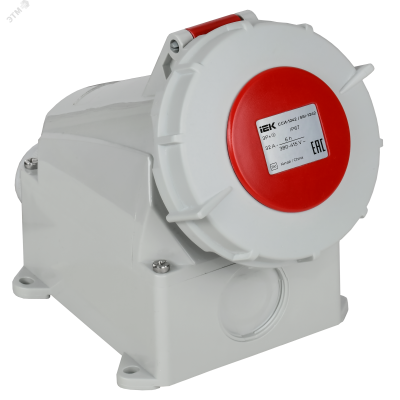 Розетка стационарная ССИ-1242 32А-6ч 380В 3P+PE IP67 IEK