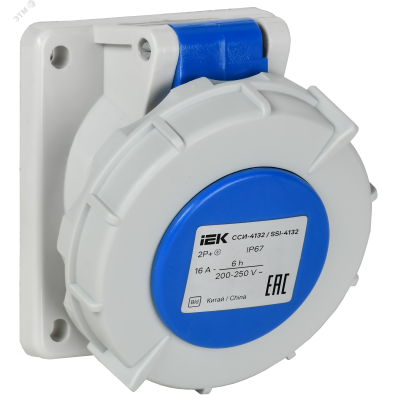 Розетка встраиваемая ССИ-4132 16А-6ч/220В 2P+PE IP67 IEK