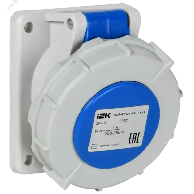 Розетка встраиваемая ССИ-4132 16А 6ч 220В 2P+PE IP67 IEK