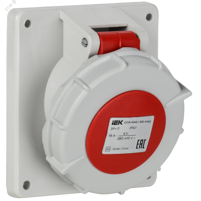 Розетка встраиваемая ССИ-4142 16А-6ч/380В 3P+PE IP67 IEK