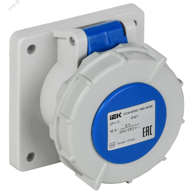 Розетка встраиваемая прямаяССИ-6132 16А-6ч 220В 2P+PE IP67 IEK