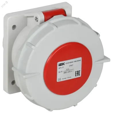 Розетка встраиваемая прямаяССИ-6242 32А 6ч 380В 3P+PE IP67 IEK