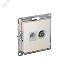 Розетка ATLASDESIGN двойная компьютерная+ТВ RJ45+TV категория 5E механизм жемчуг