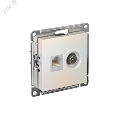 Розетка ATLASDESIGN двойная компьютерная+ТВ RJ45+TV категория 5E механизм жемчуг