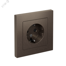 Розетка ATLASDESIGN с заземлением со шторками 16А в сборе мокко