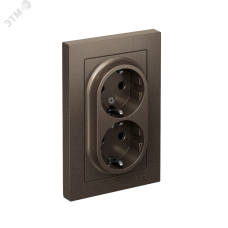 Розетка ATLASDESIGN двойная с заземлением со шторками 16А в сборе мокко