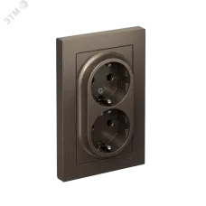 Розетка ATLASDESIGN двойная с заземлением со шторками 16А в сборе мокко
