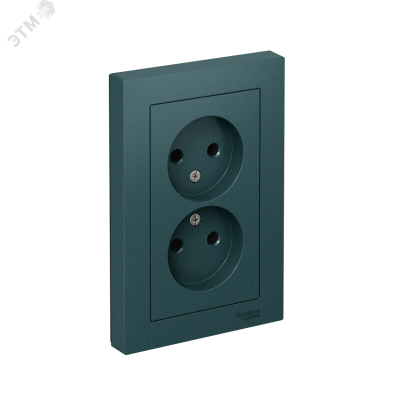 Розетка ATLASDESIGN двойная без заземления 16А в сборе изумруд