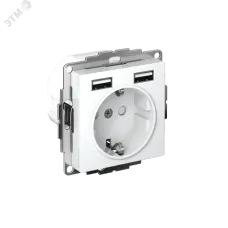 ATLASDESIGN РОЗЕТКА 16А с 2 USB A+A, 5В/2,4А, 2х5В/1,2А, механизм, БЕЛЫЙ