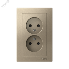 ATLASDESIGN розетка двойная без заземления со шторками, 16А, в сборе, шампань