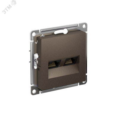 Розетка ATLASDESIGN двойная компьютерная RJ45+RJ45 категория 5E механизм мокко