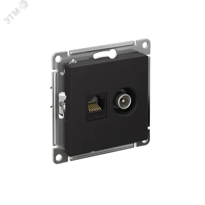Розетка ATLASDESIGN двойная компьютерная+ТВ RJ45+TV категория 5E механизм карбон