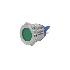 Индикаторная лампа GQ22T-D/L/G/24V/S, зелёная, металл. корпус, светодиодная матрица d=22мм, 24В AC/DC (ЭТ)