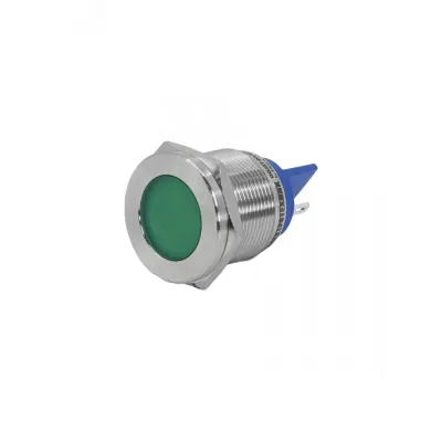 Индикаторная лампа GQ22T-D/L/G/24V/S, зелёная, металл. корпус, светодиодная матрица d=22мм, 24В AC/DC (ЭТ)