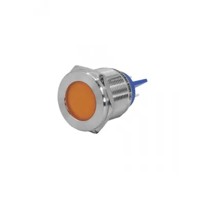 Индикаторная лампа GQ22T-D/L/O/24V/S, оранжевая, металл. корпус, светодиодная матрица d=22мм, 24В AC/DC (ЭТ)