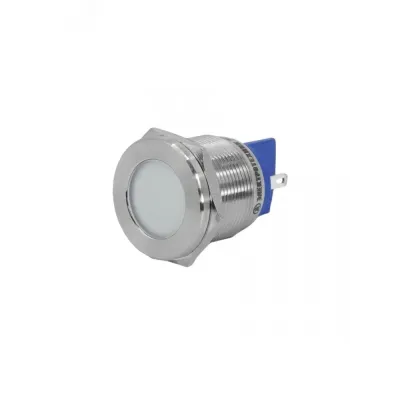 Индикаторная лампа GQ22T-D/L/W/220V/S, белая, металл. корпус, светодиодная матрица d=22мм, 220В AC/DC (ЭТ)