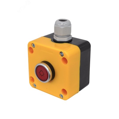 Пост управления ПКУ-22-1W2B-65У1, 1 красный цилиндр с подсветкой 24В AC/DC (НО), IP65  (ЭТ)