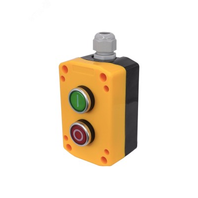 "Пост управления ПКУ-22-2141-65У1, 1 зелёный цилиндр ""I"" (НО), 1 красный цилиндр ""O"" (НЗ), IP65  (ЭТ)"