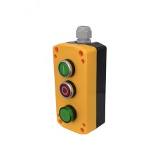 "Пост управления ПКУ-22-33V1B-65У1,1 зелёный цилиндр""I"" (НО),1 красный цилиндр""O"" (НЗ), лампа зелёная 24В AC/DC, IP65"