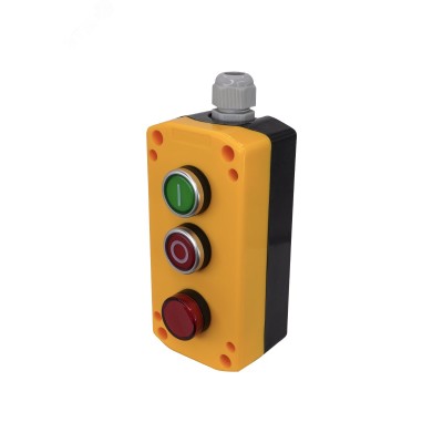 "Пост управления ПКУ-22-33V2M-65У1,1 зелёный цилиндр ""I"" (НО),1 красный цилиндр ""O"" (НЗ),лампа красная 220В AC, IP65 "