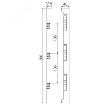 Заглушка торц. держ.шин 5-10мм 3п.185мм