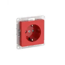 ATLASDESIGN РОЗЕТКА с заземлением со шторками, 16А, быстрозажимные клеммы, КРАСНЫЙ