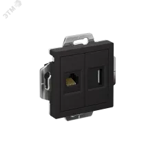 ATLASDESIGN РОЗЕТКА двойная HDMI+RJ45, кат.5Е, механизм, КАРБОН