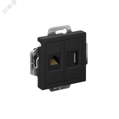 ATLASDESIGN РОЗЕТКА двойная HDMI+RJ45, кат.5Е, механизм, КАРБОН