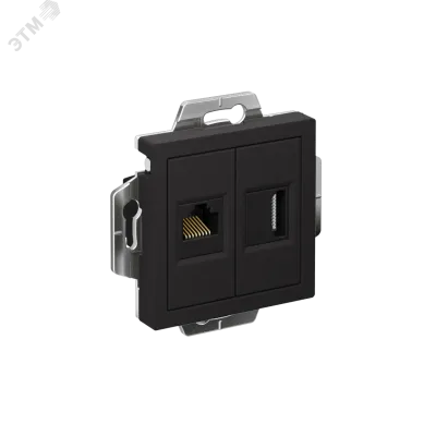 ATLASDESIGN РОЗЕТКА двойная HDMI+RJ45, кат.5Е, механизм, КАРБОН