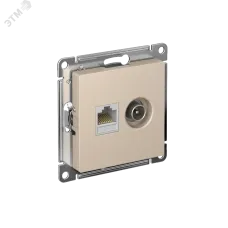 ATLASDESIGN РОЗЕТКА двойная ТВ + компьютерная RJ45, кат. 5Е, ПЕСОЧНЫЙ