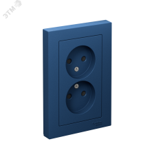 ATLASDESIGN РОЗЕТКА двойная без заземления со шторками,16А, в сборе, АКВАМАРИН
