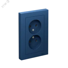 ATLASDESIGN РОЗЕТКА двойная без заземления со шторками,16А, в сборе, АКВАМАРИН