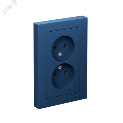 ATLASDESIGN РОЗЕТКА двойная без заземления со шторками,16А, в сборе, АКВАМАРИН