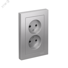 ATLASDESIGN розетка двойная, без заземления, со шторками, 16А, в сборе, алюминий