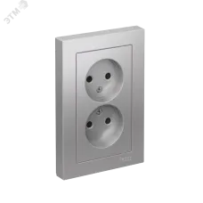 ATLASDESIGN розетка двойная, без заземления, со шторками, 16А, в сборе, алюминий