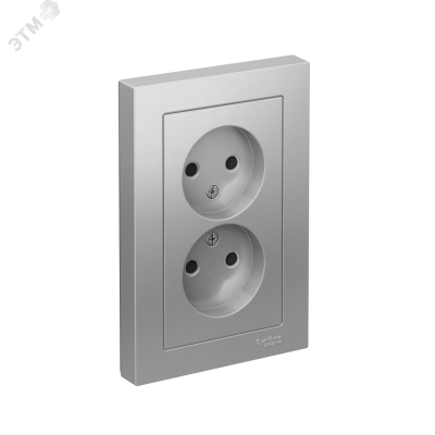 ATLASDESIGN розетка двойная, без заземления, со шторками, 16А, в сборе, алюминий