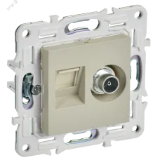 SKANDY Розетка двойная TV+RJ45 кат.6E SK-A15B бежевый IEK