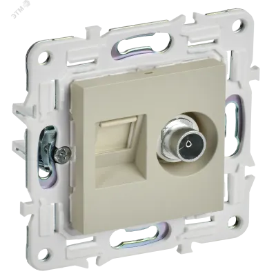 SKANDY Розетка двойная TV+RJ45 кат.6E SK-A15B бежевый IEK