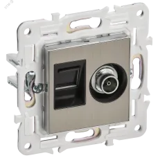 SKANDY Розетка двойная TV+RJ45 кат.5E SK-A14N никель IEK