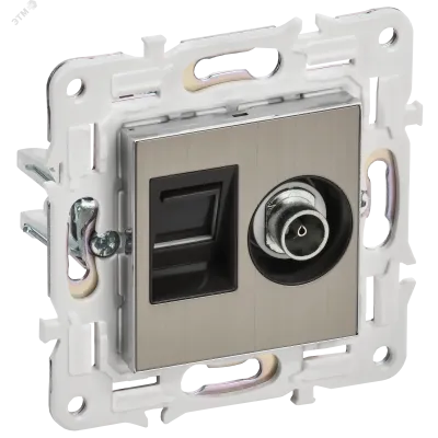 SKANDY Розетка двойная TV+RJ45 кат.5E SK-A14N никель IEK