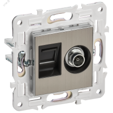 SKANDY Розетка двойная TV+RJ45 кат.6E SK-A15N никель IEK