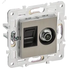 SKANDY Розетка двойная TV+RJ45 кат.6E SK-A15N никель IEK