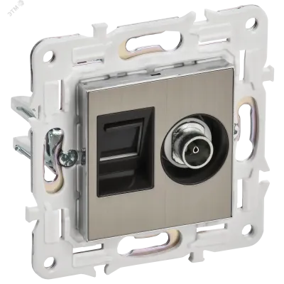 SKANDY Розетка двойная TV+RJ45 кат.6E SK-A15N никель IEK