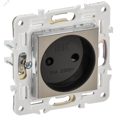 SKANDY Розетка без заземления с защитными шторками 10А SK-R01N никель IEK