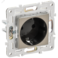 SKANDY Розетка с заземлением с защитными шторками 16А безвинтовое крепление SK-R06N никель IEK
